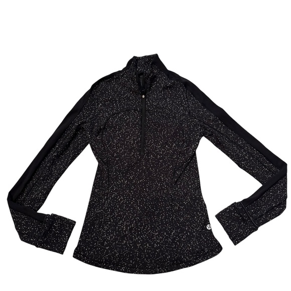 Lululemon Run Briskly 1/2 Zip Top Jacquard Black White Thumbhole, Sz 4 - Picture 9 of 15
